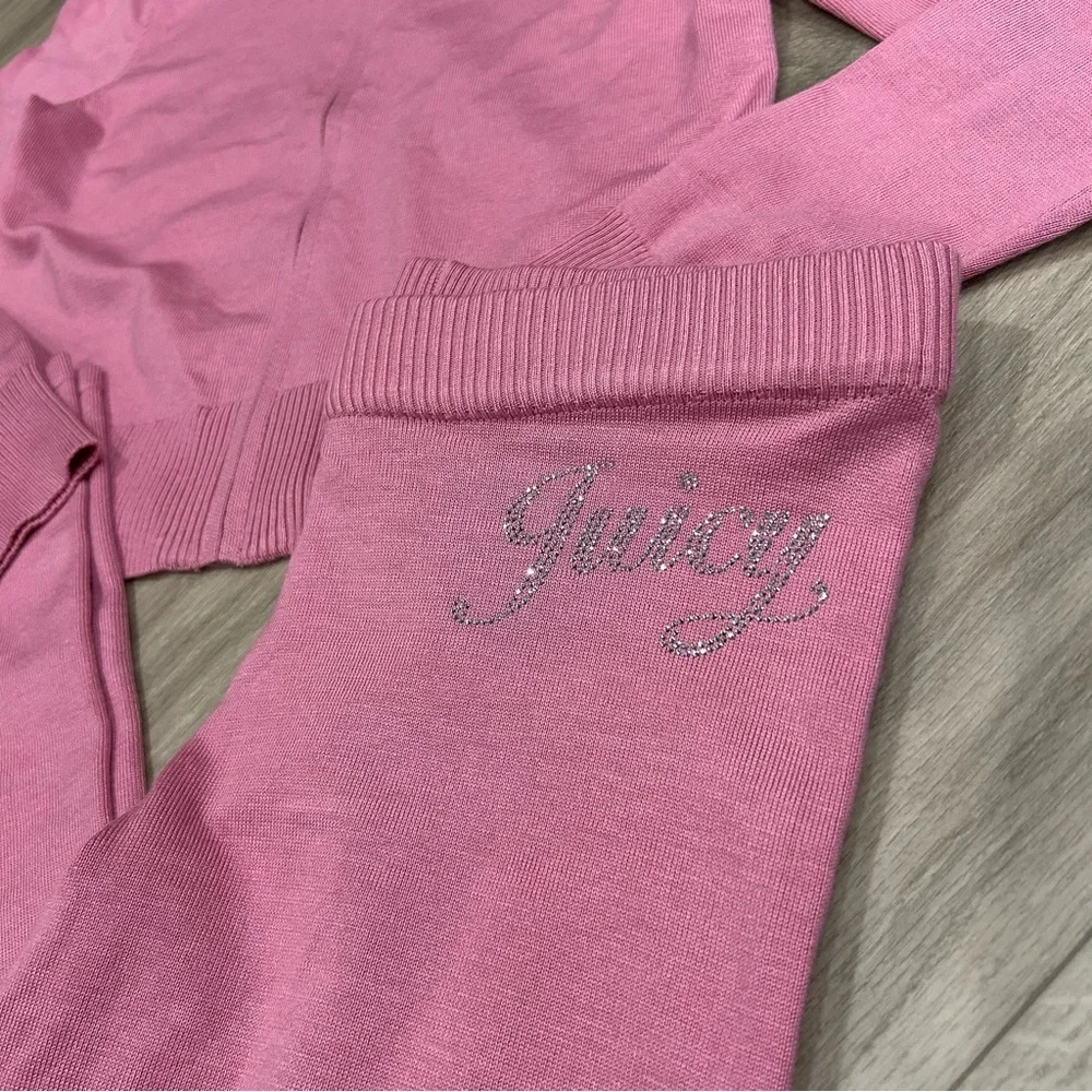 Juicy Couture Pink Knitted Tracksuit Set with Rhinestone Detail